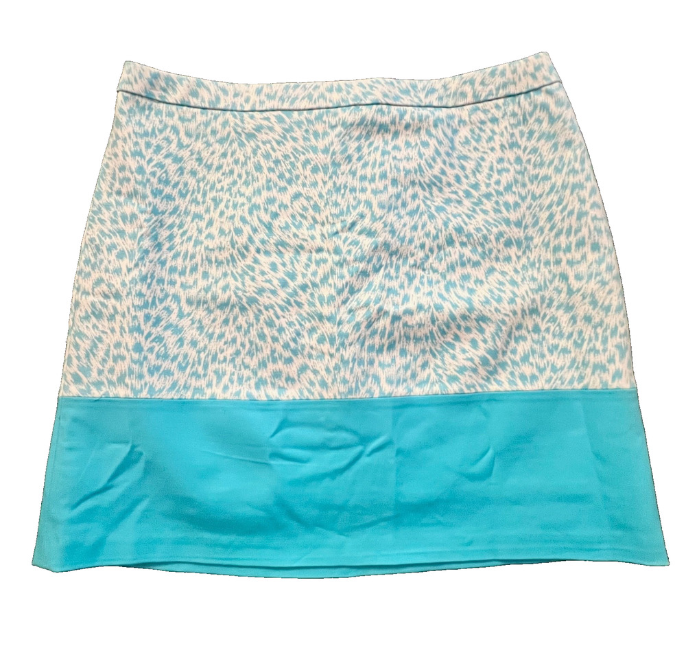 Michael Kors Preppy Blue Cheetah Mini Skirt (Women's 2) - MSRP $98